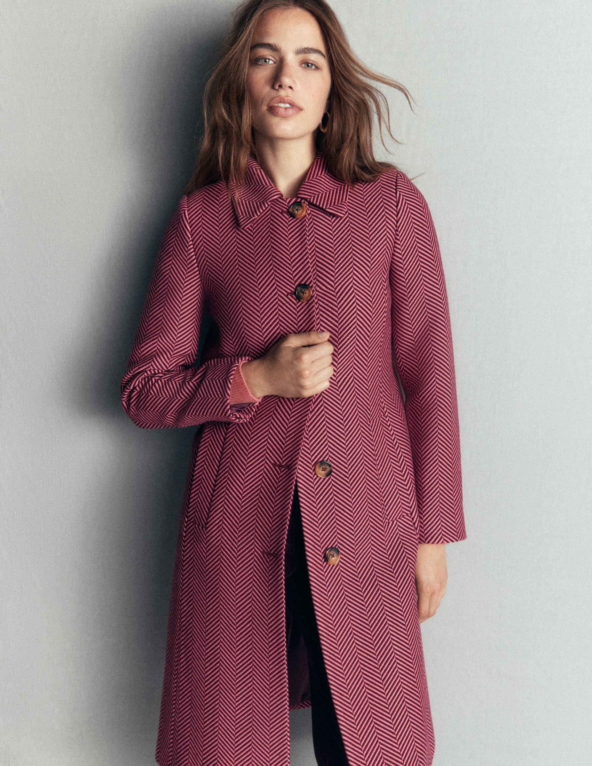 Aylesford Longline Coat-Herringbone - Image 1
