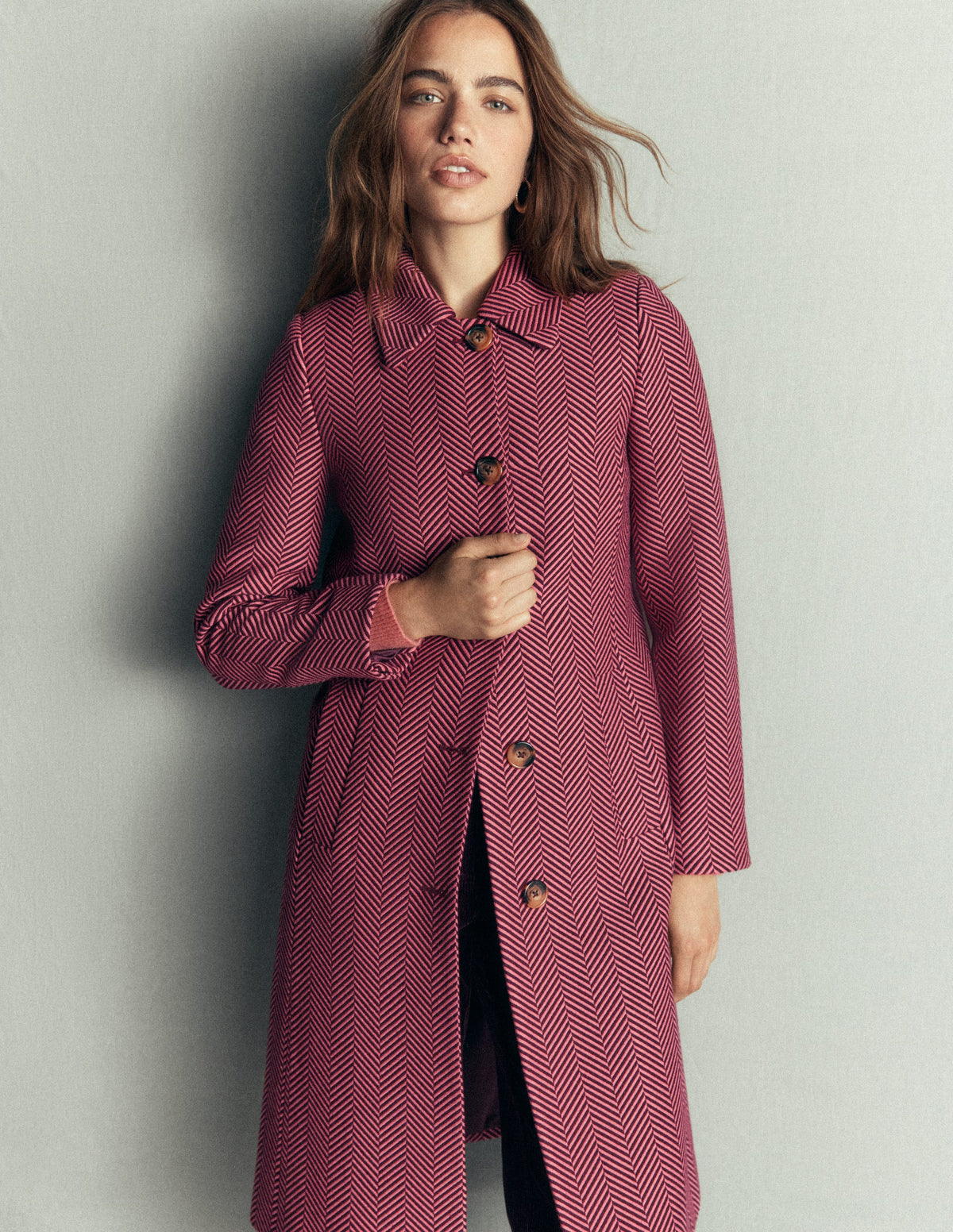 Aylesford Midi Coat-Herringbone - Image 1