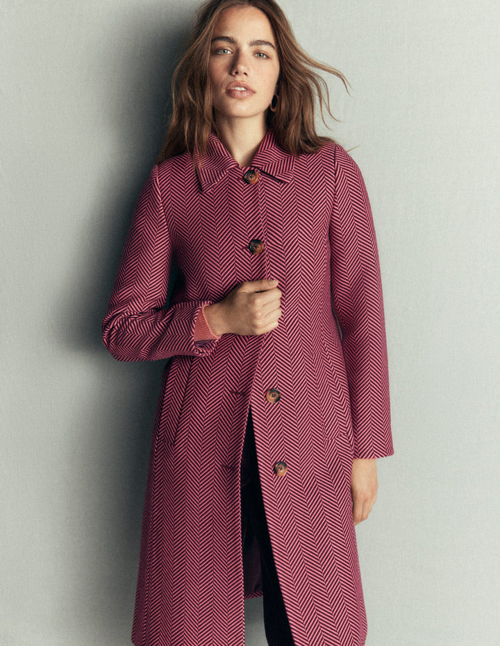Aylesford Longline Coat-Herringbone