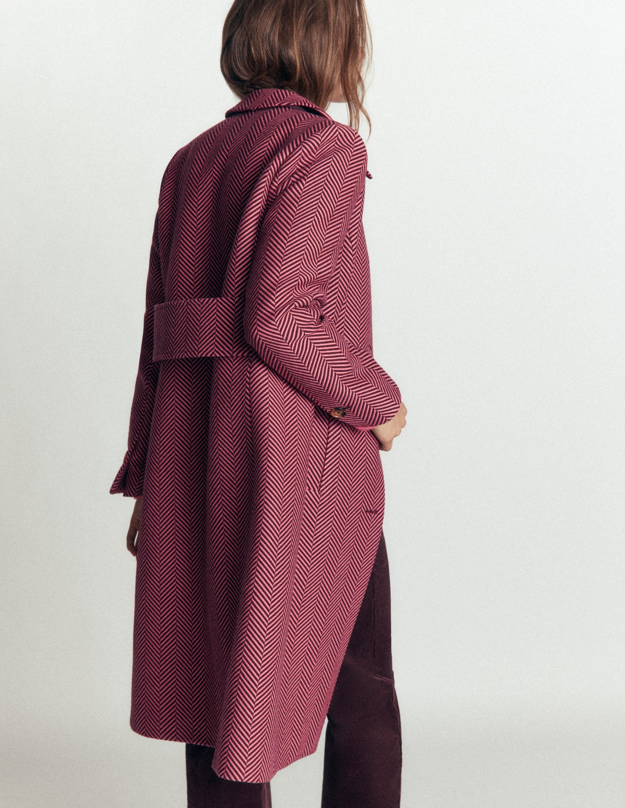 Aylesford Longline Coat-Herringbone - Image 3