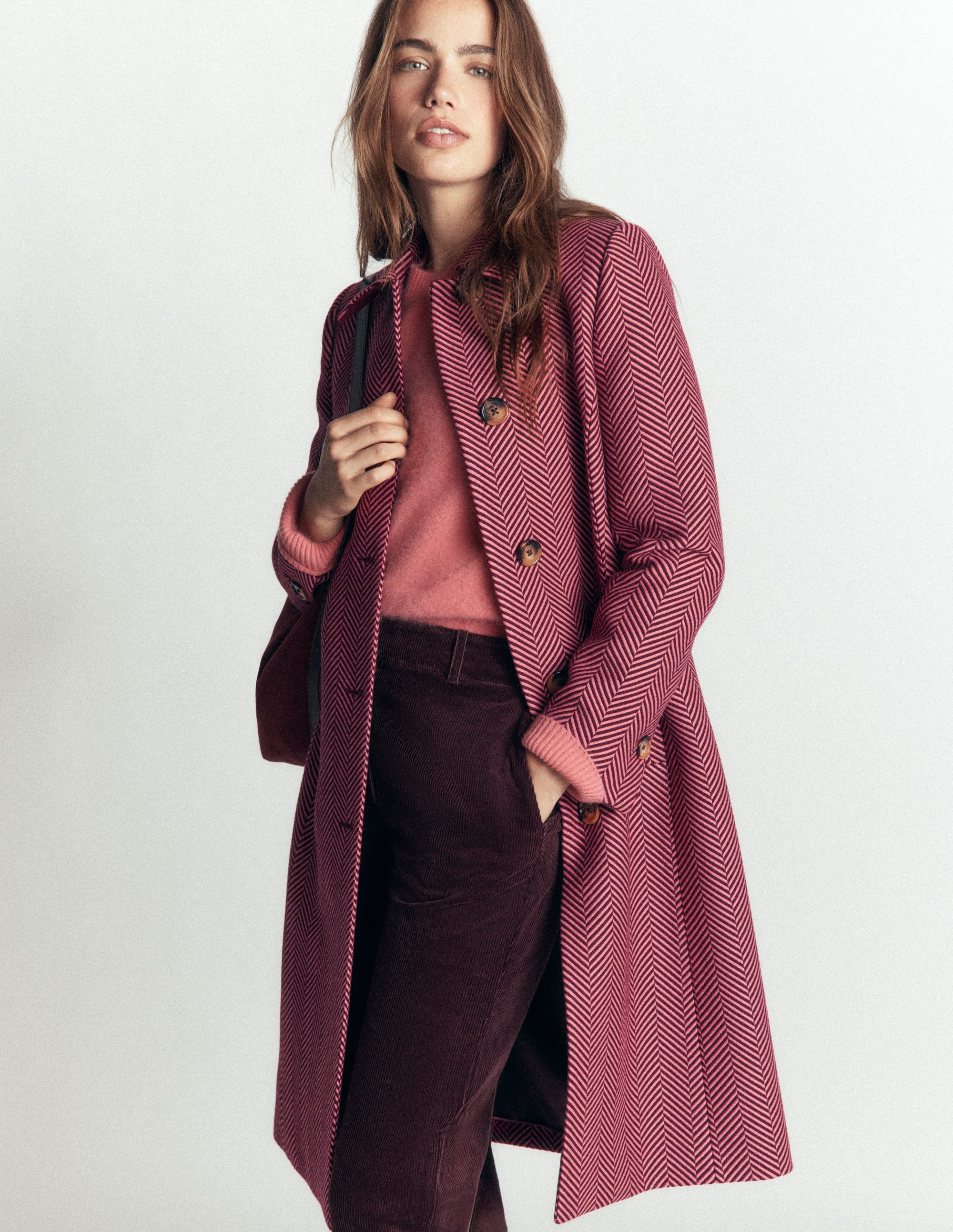 Aylesford Longline Coat-Herringbone - Image 4