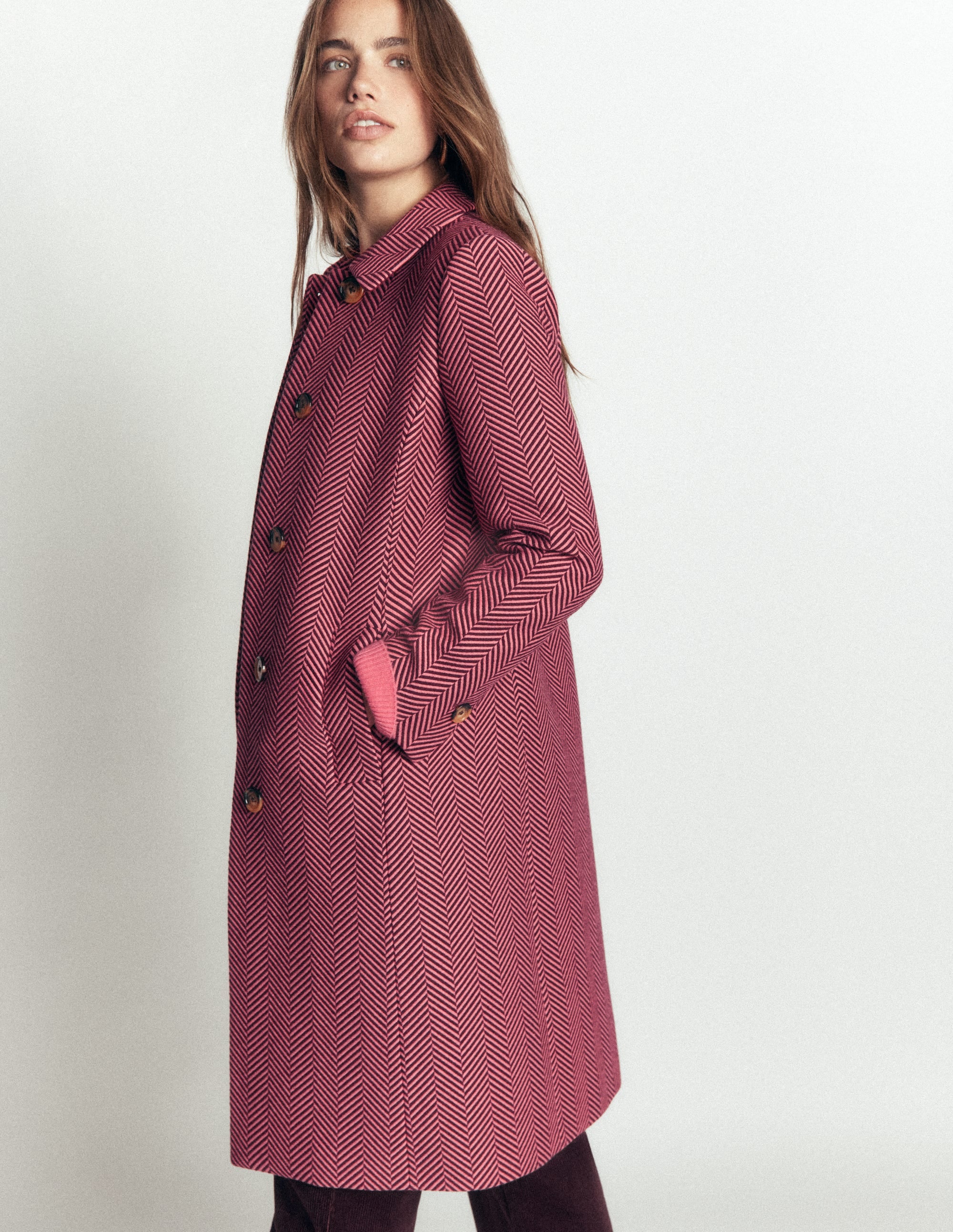 Aylesford Longline Coat-Herringbone - Image 6