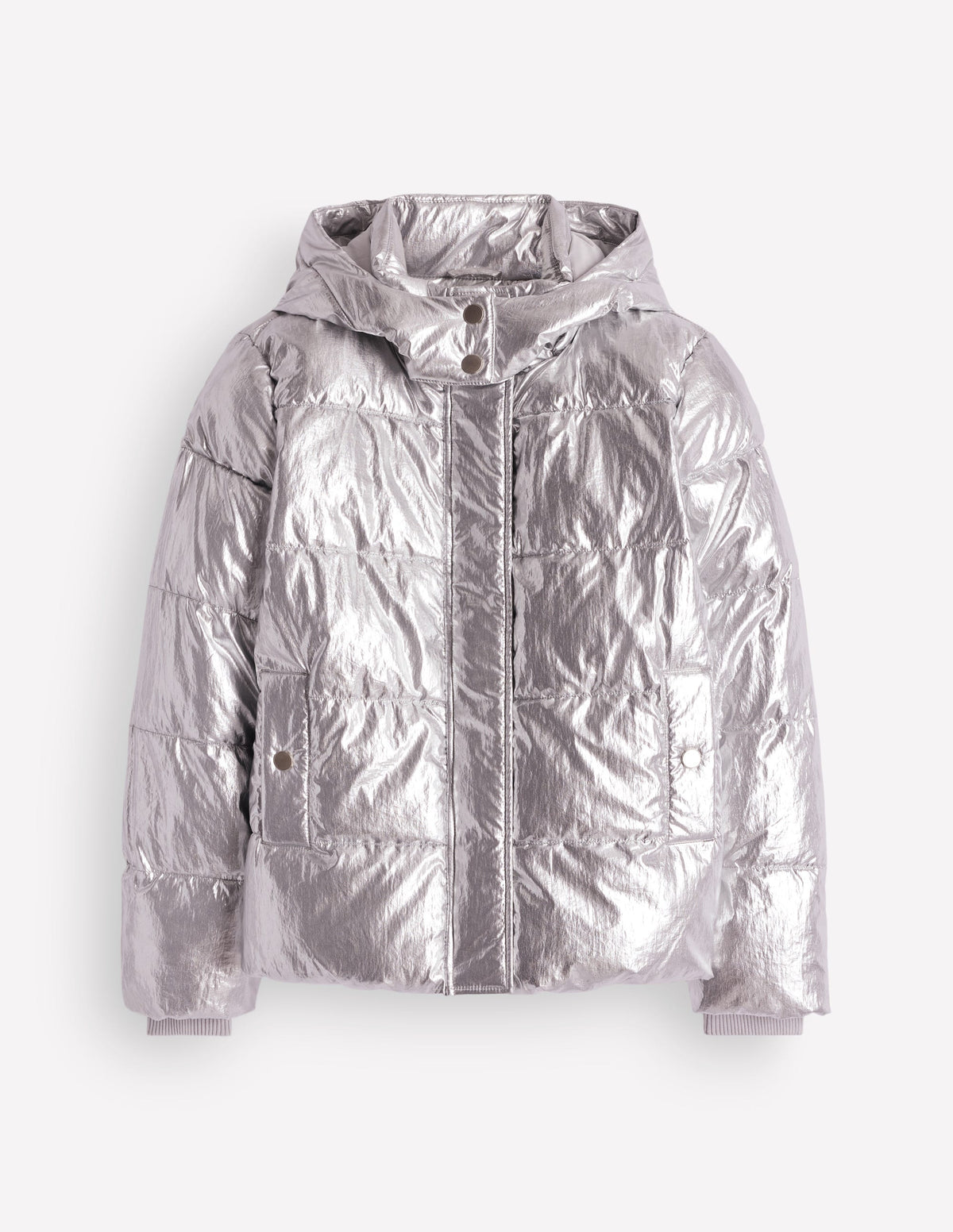 Short Padded Coat-Silver-6