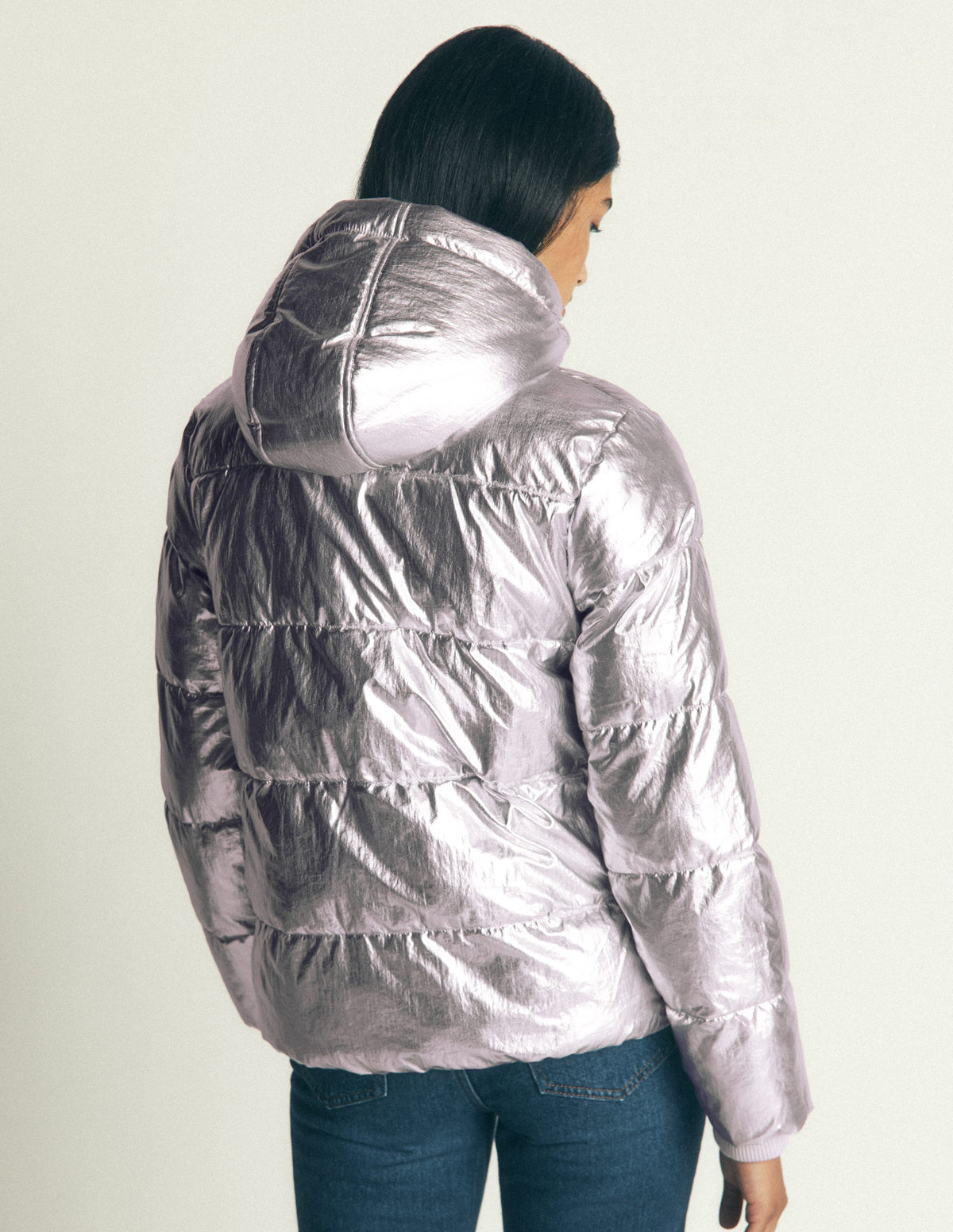 Short Padded Coat-Silver-3