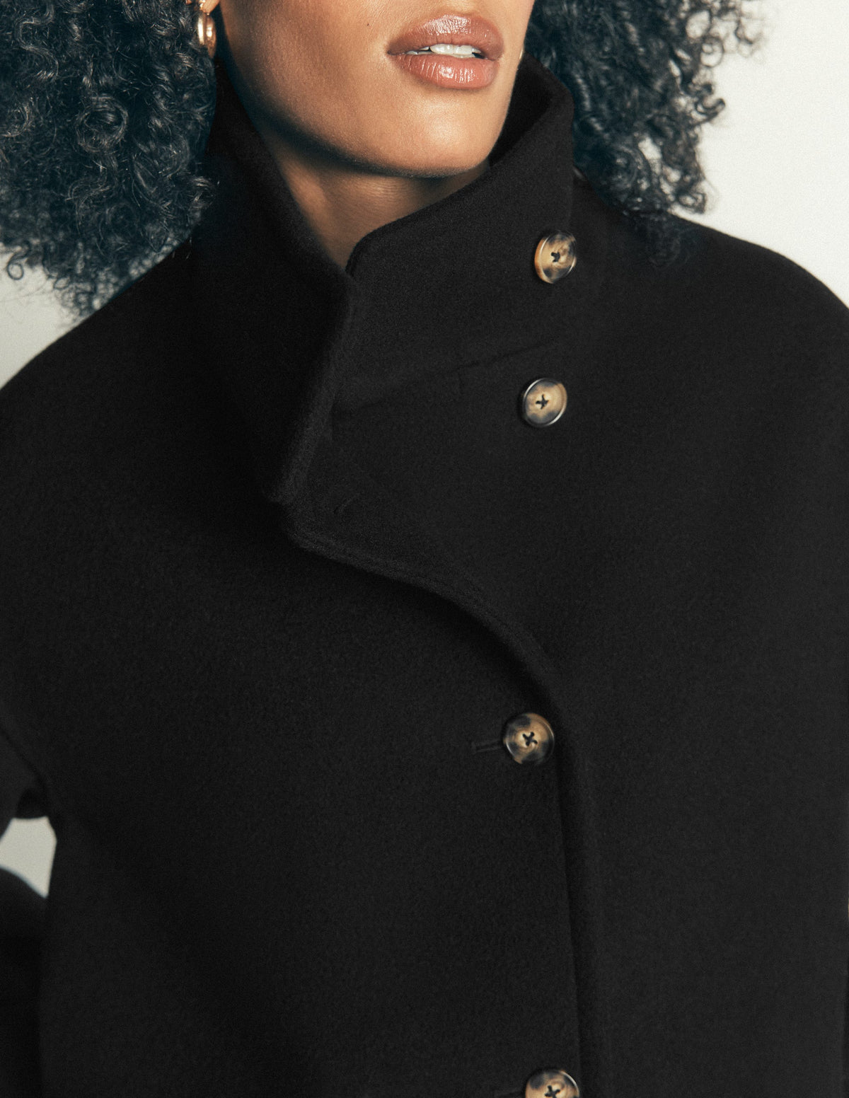 Funnel Neck Longline Wool Coat-Black-6
