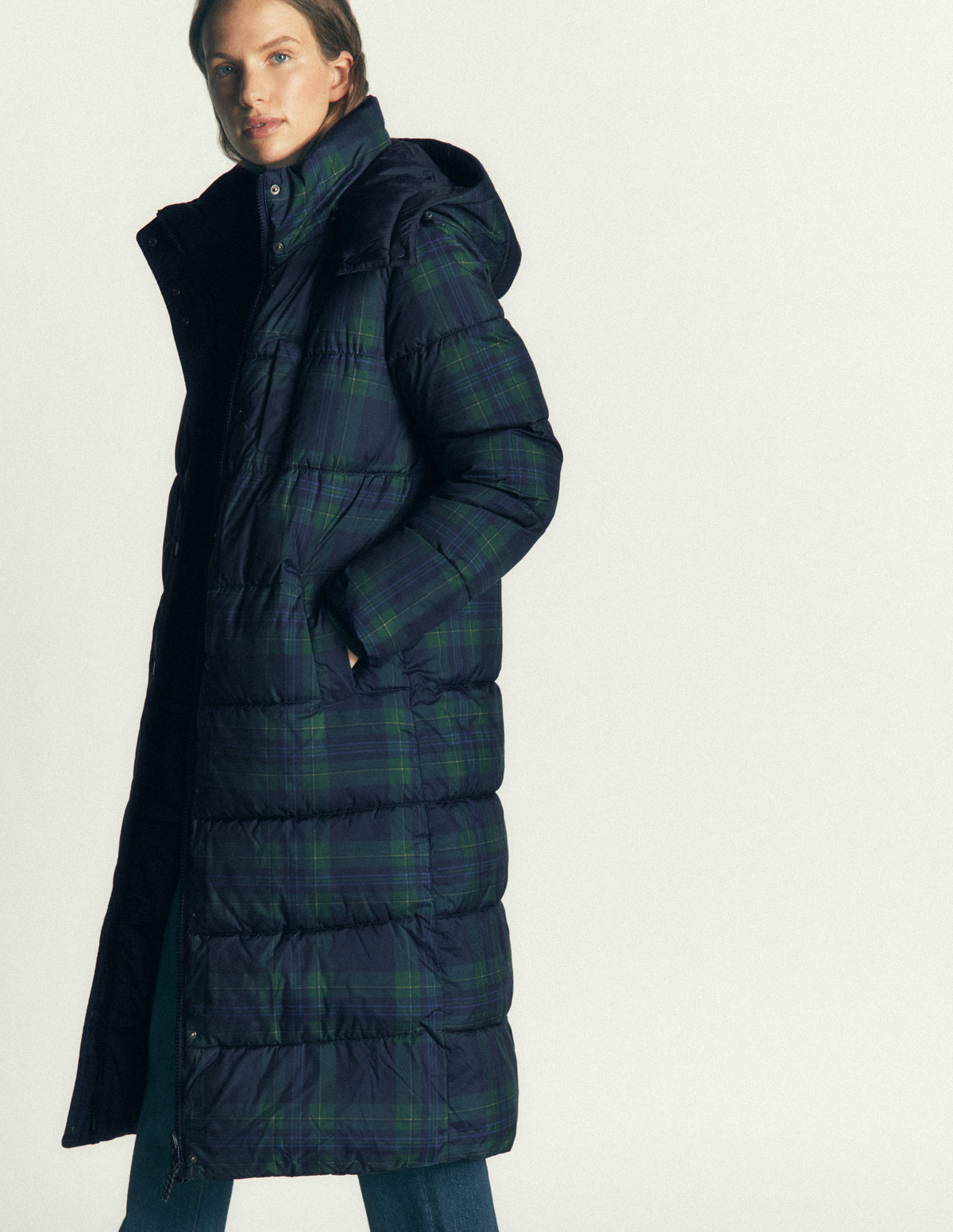 Long Raglan Padded Coat-Navy-5