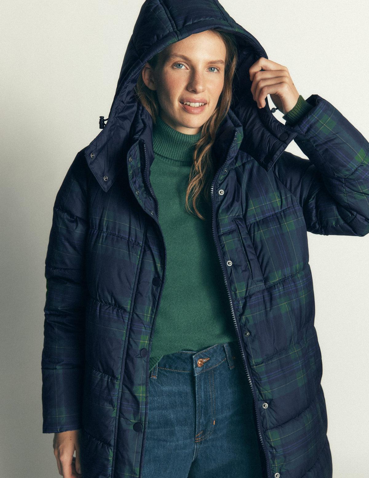 Long Raglan Padded Coat-Navy - Image 6