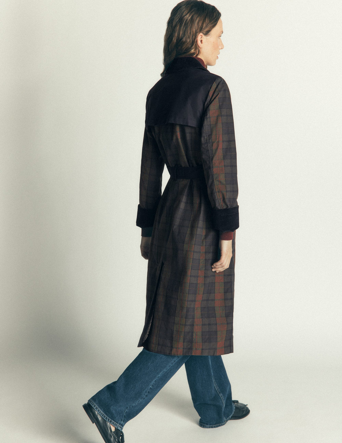 Wax Trench Coat-Olive and Camel Wax Check-3