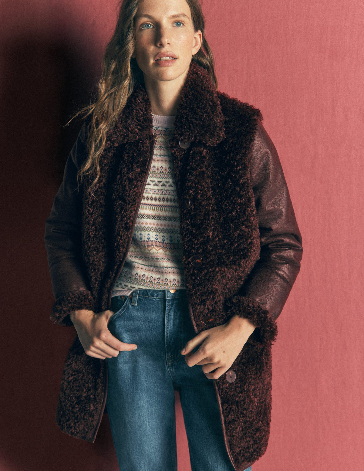 Teddy Fur Mix Coat-Bitter Chocolate-2