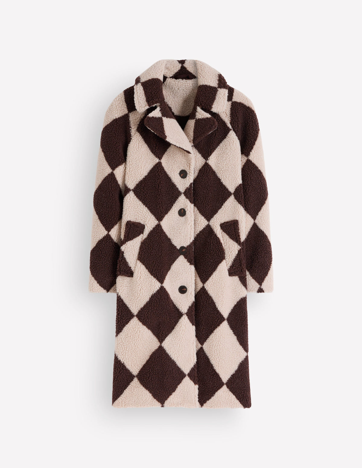 Cotswold Borg Coat-Mink & Brown Giant Borg Argyle - Image 6