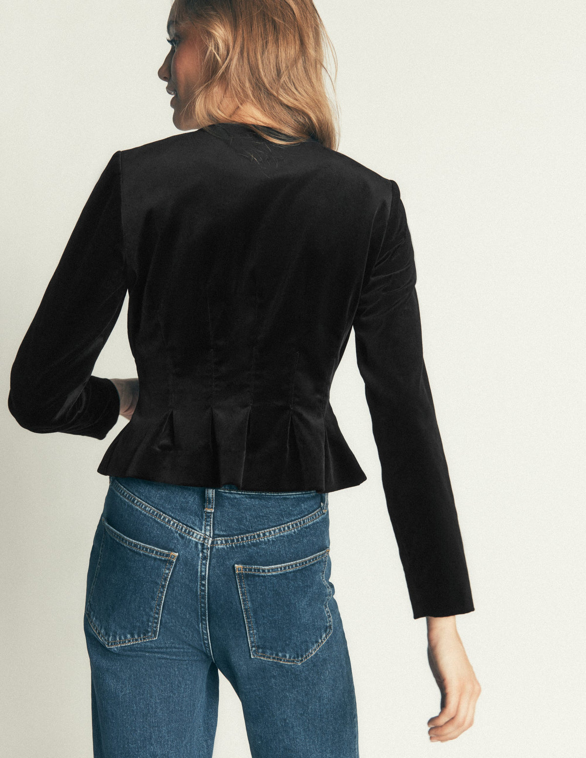 Velvet Waisted Jacket-Black-3