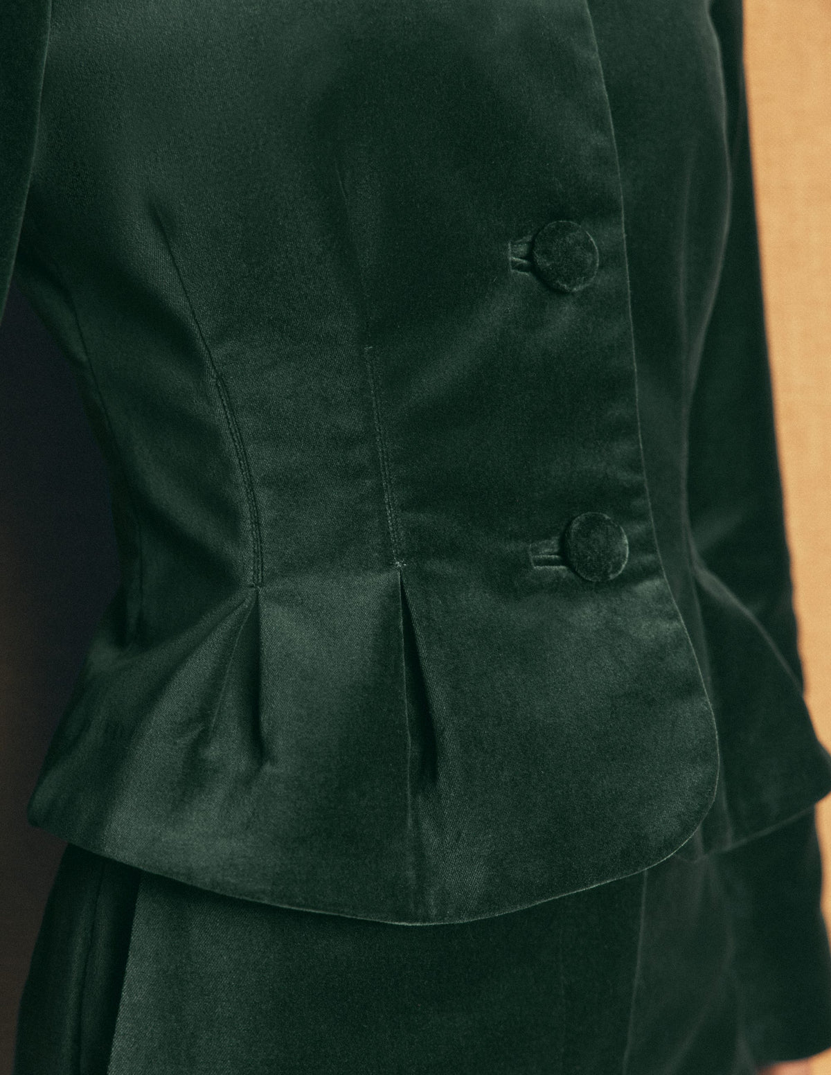 Velvet Waisted Jacket-Hunter Green-2