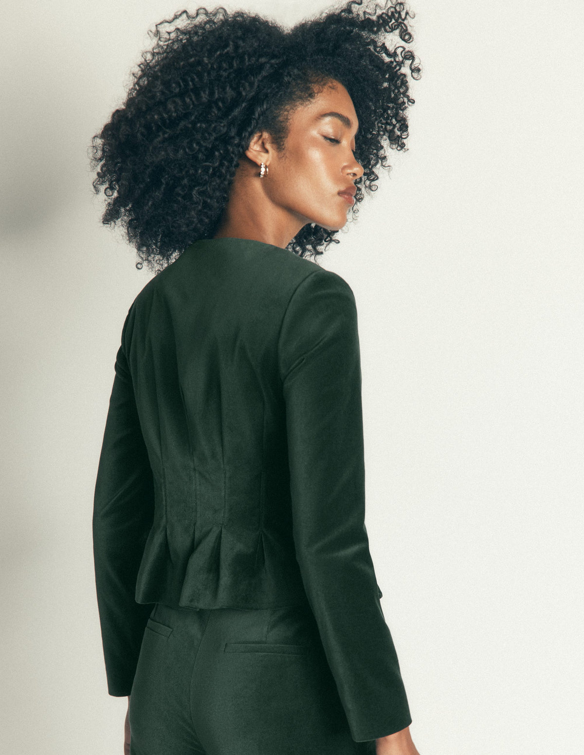 Velvet Waisted Jacket-Hunter Green-3