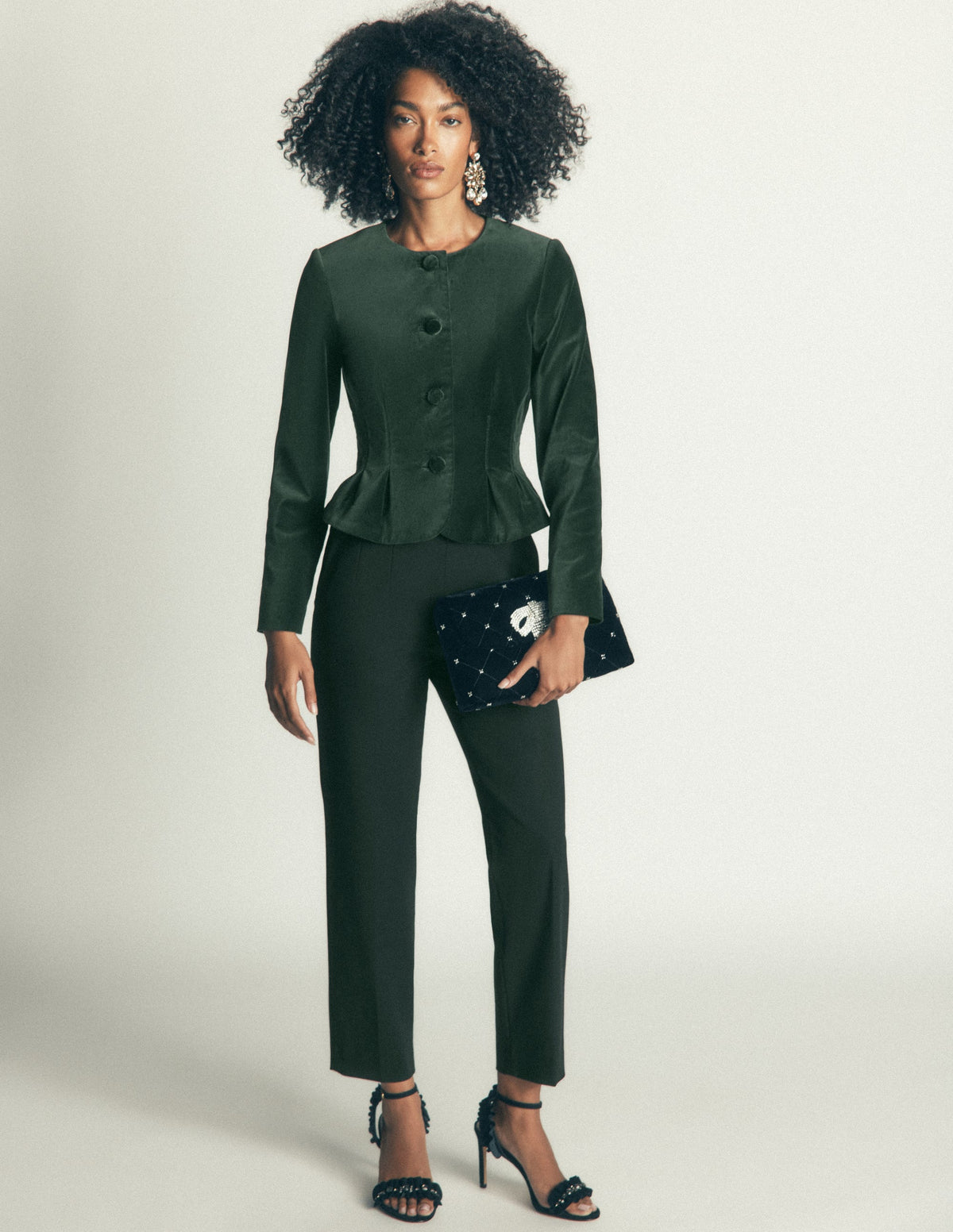 Velvet Waisted Jacket-Hunter Green-6