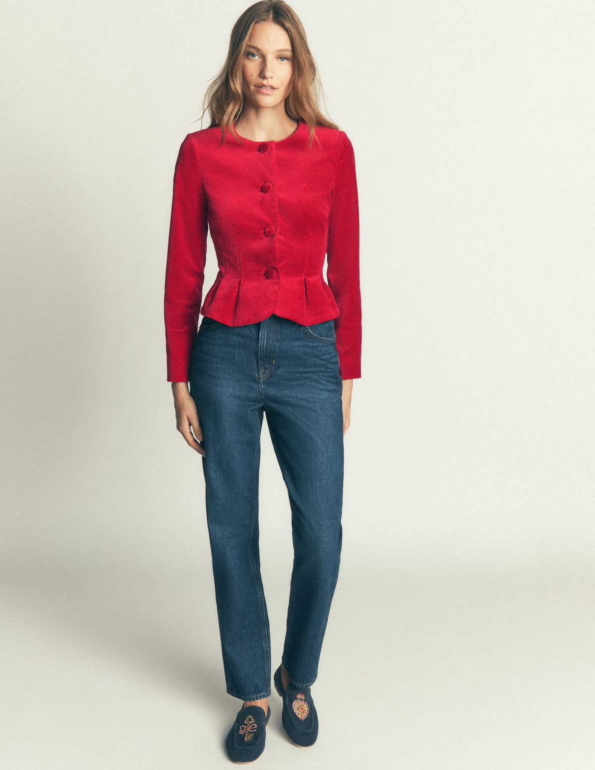 Velvet Waisted Jacket-Savvy Red-4