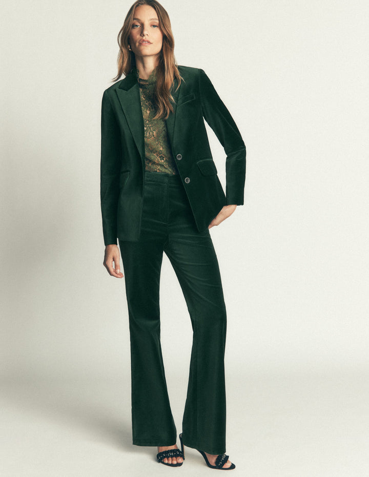 Stamford Velvet Blazer-Midnight Emerald