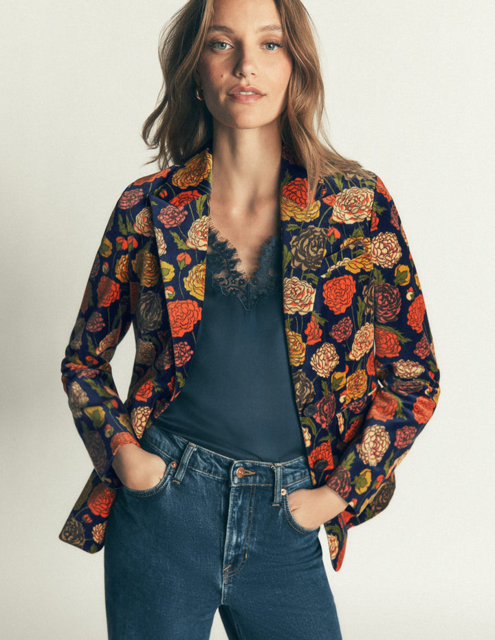 Stamford Velvet Blazer-Multi, Jewelled Bunch