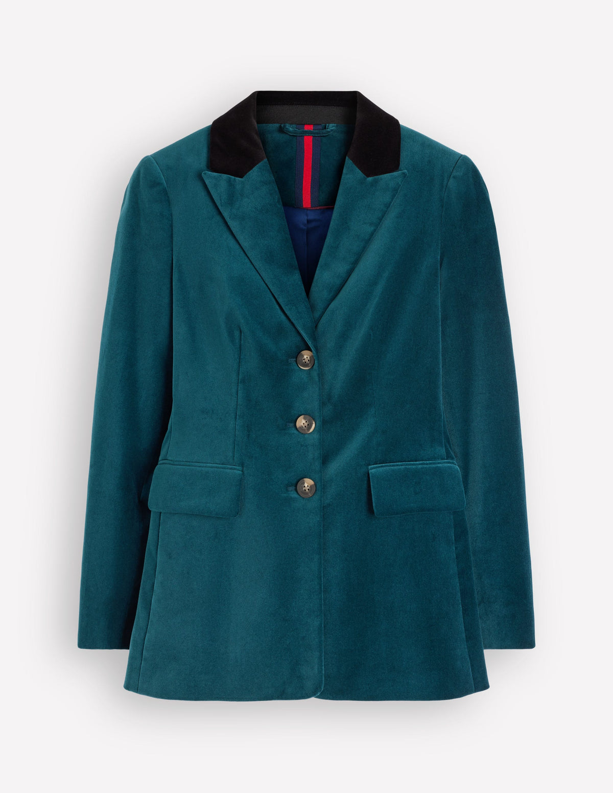 Longline Velvet Button Blazer-Teal Ocean - Image 8