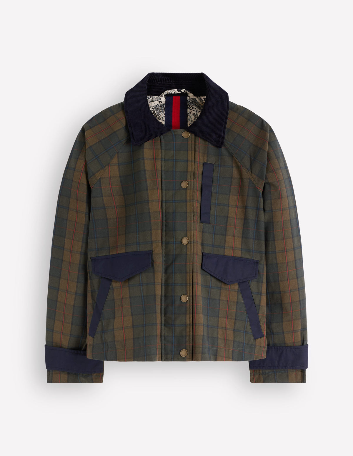 Raglan Wax Jacket-Olive and Camel Wax Check-8