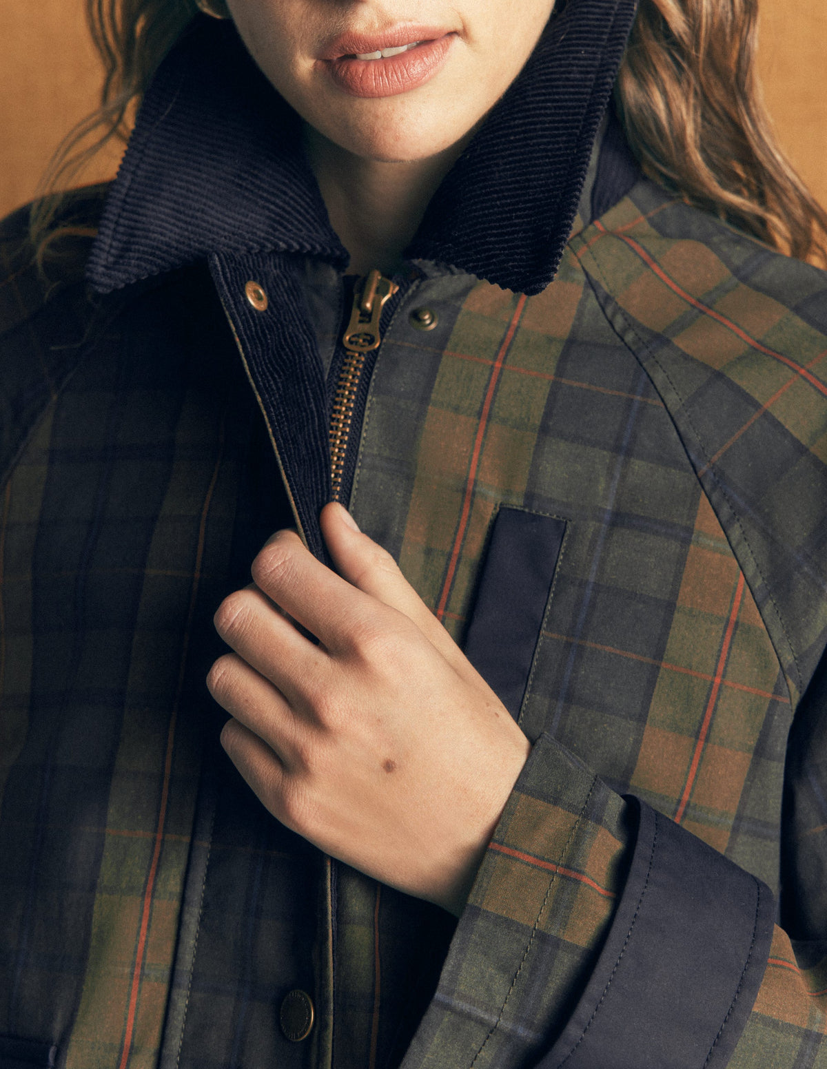 Raglan Wax Jacket-Olive and Camel Wax Check-3