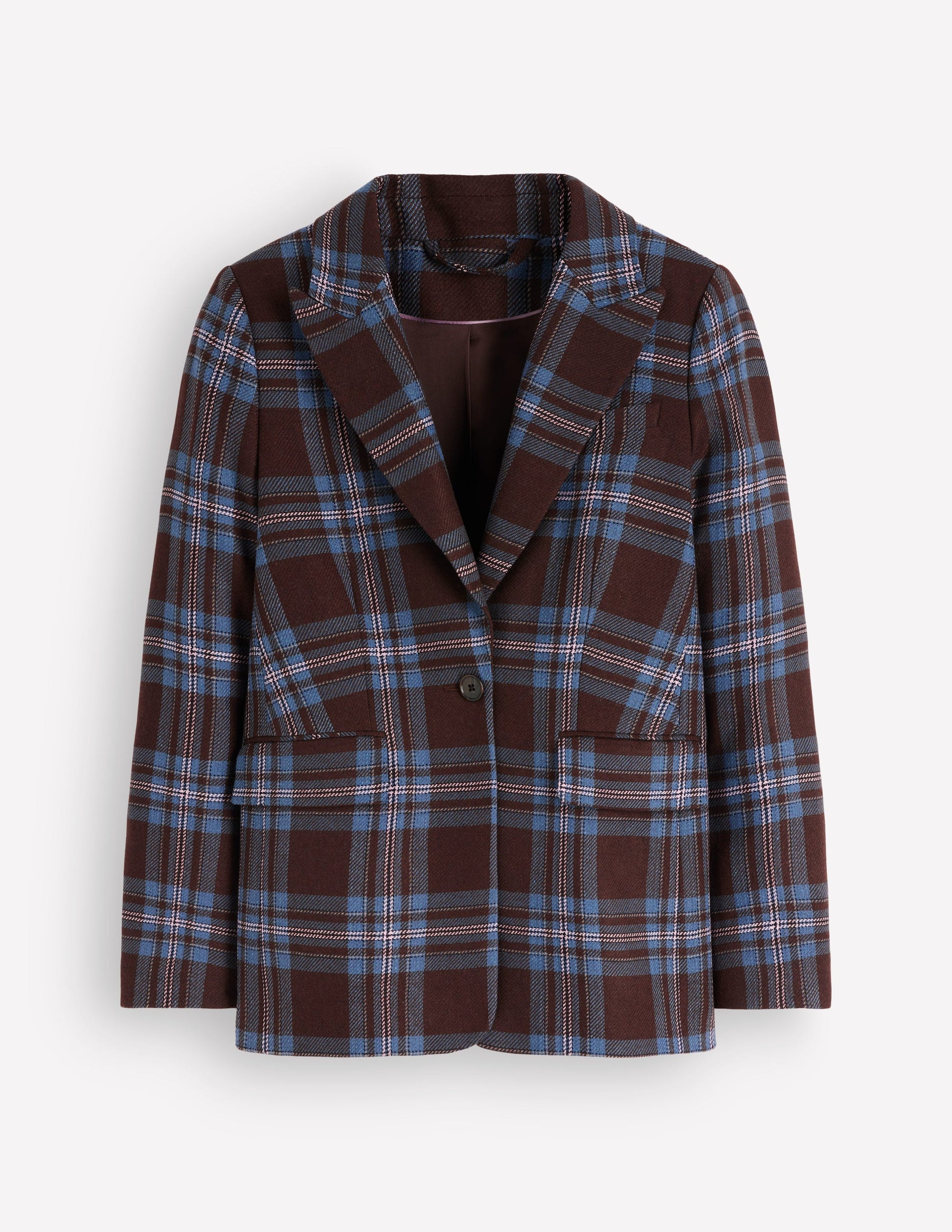 Woodbridge Wool Blend Blazer-Brown, Blue and Pink Check-6