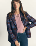 Woodbridge Wool Blend Blazer-Brown, Blue and Pink Check