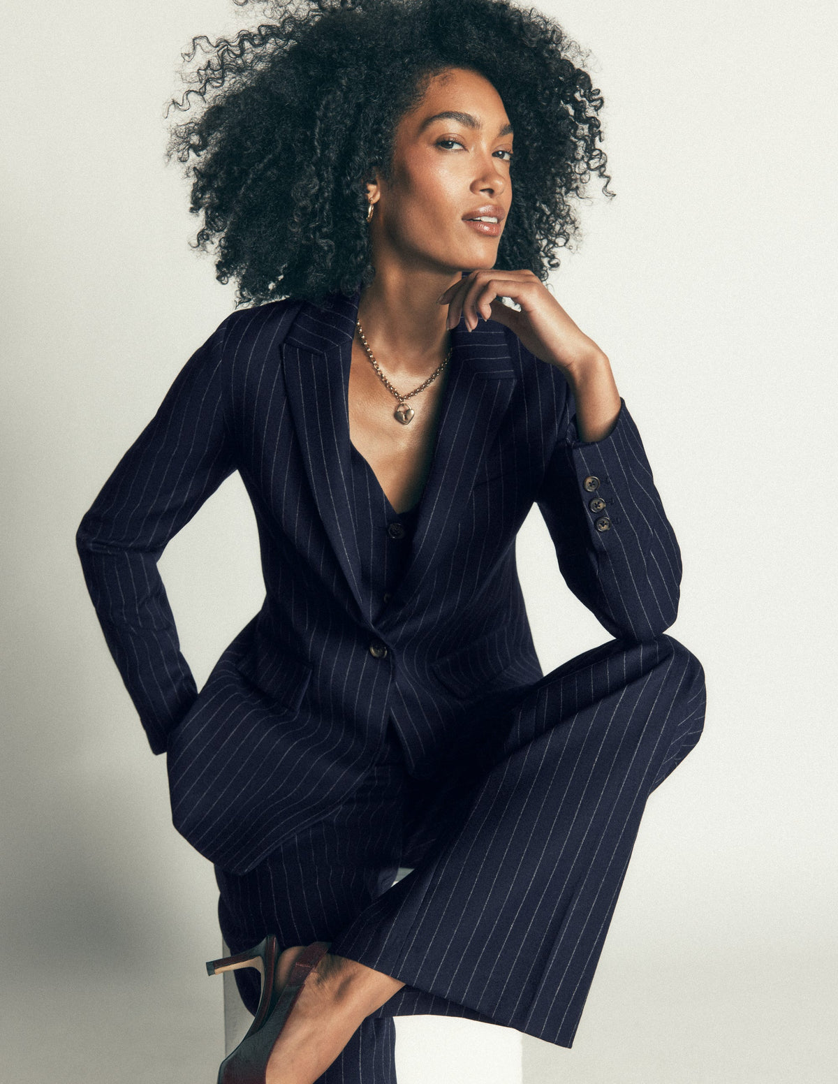 Woodbridge Wool Blend Blazer-Navy Pinstripe - Image 1