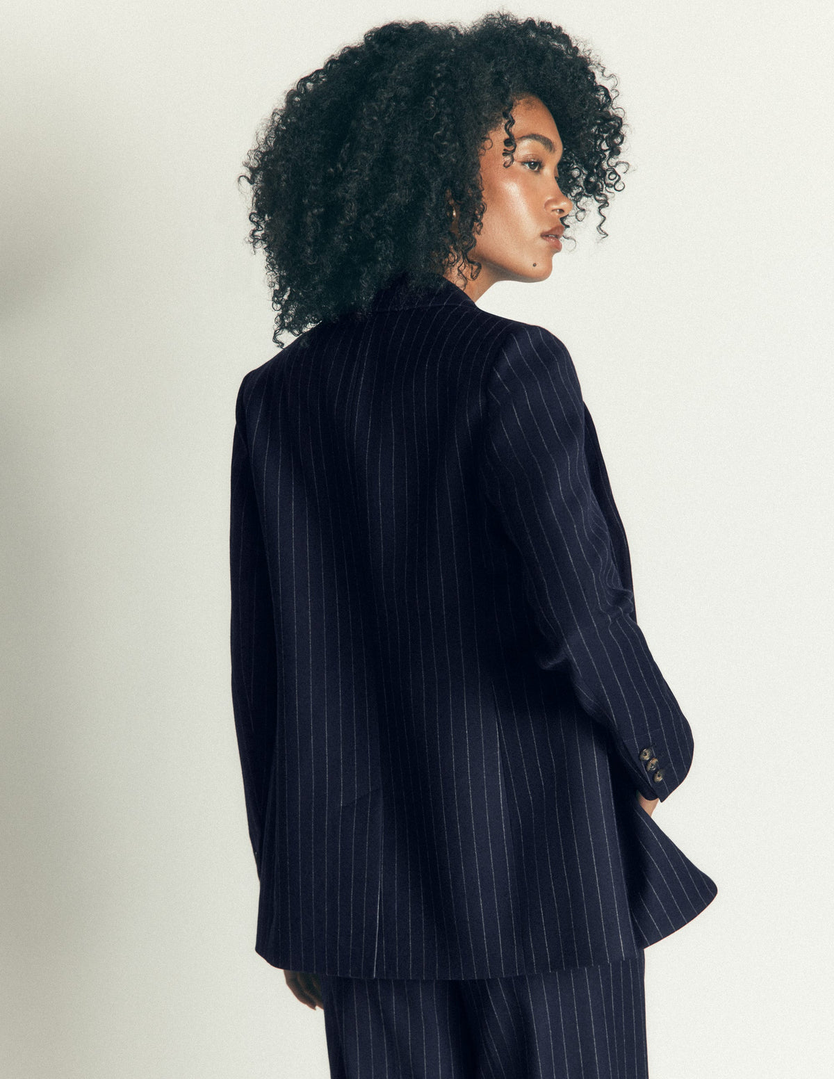 Woodbridge Wool Blend Blazer-Navy Pinstripe - Image 3