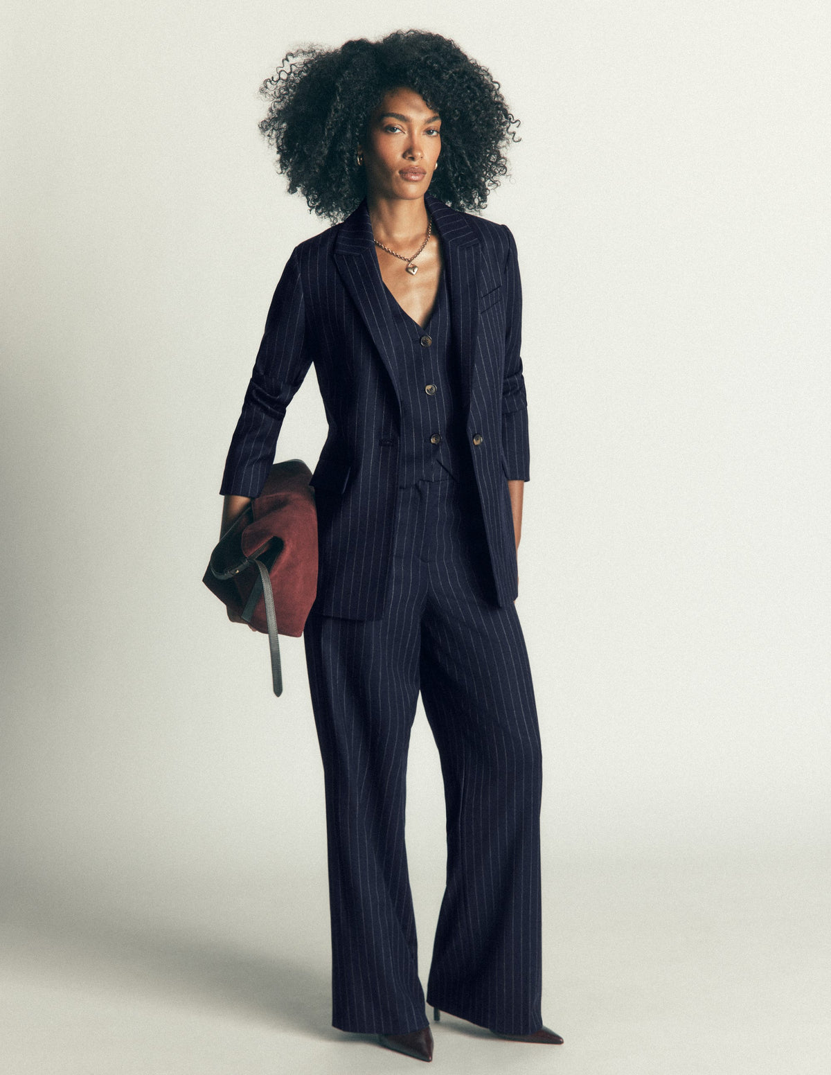 Woodbridge Wool Blend Blazer-Navy Pinstripe - Image 4