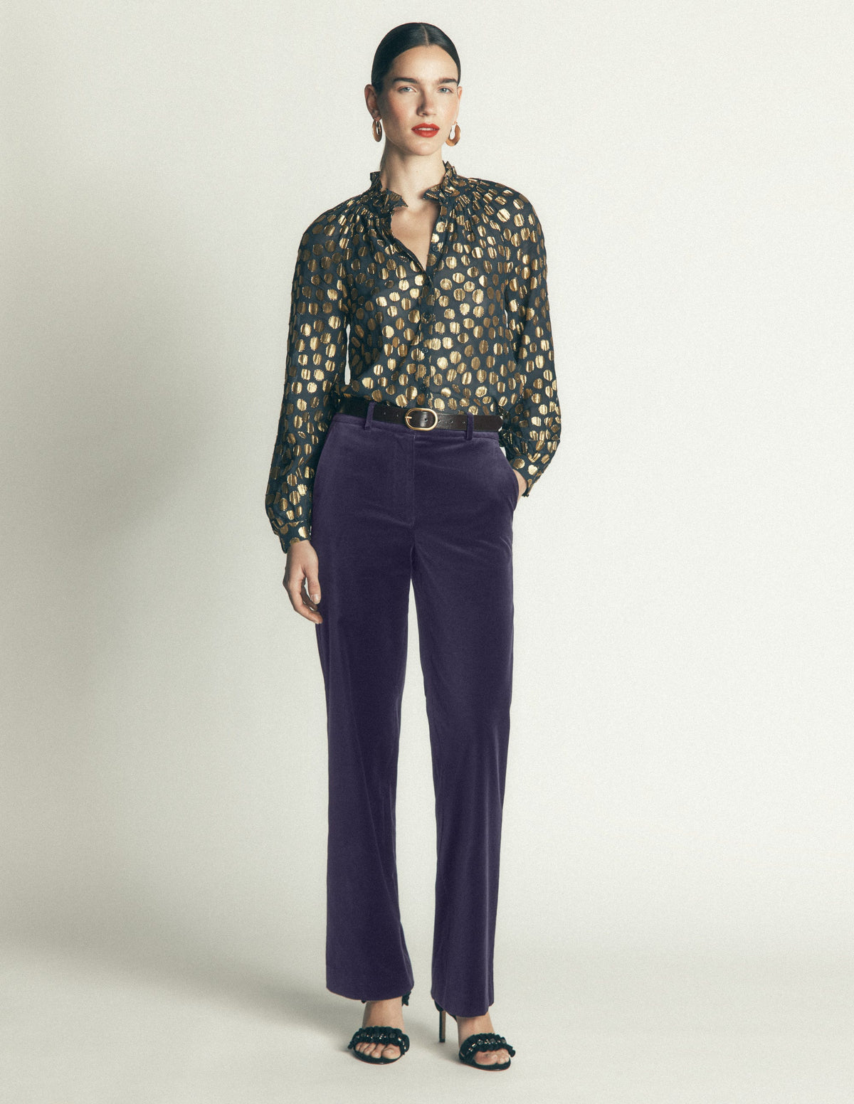 Fitzrovia Velvet Trousers-Navy-1