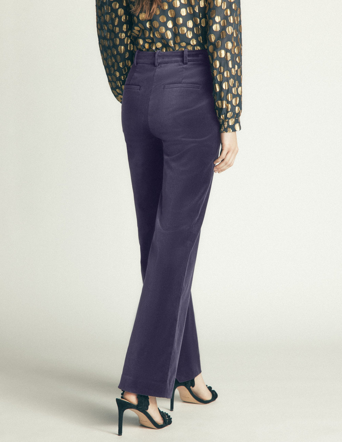 Fitzrovia Velvet Trousers-Navy-3