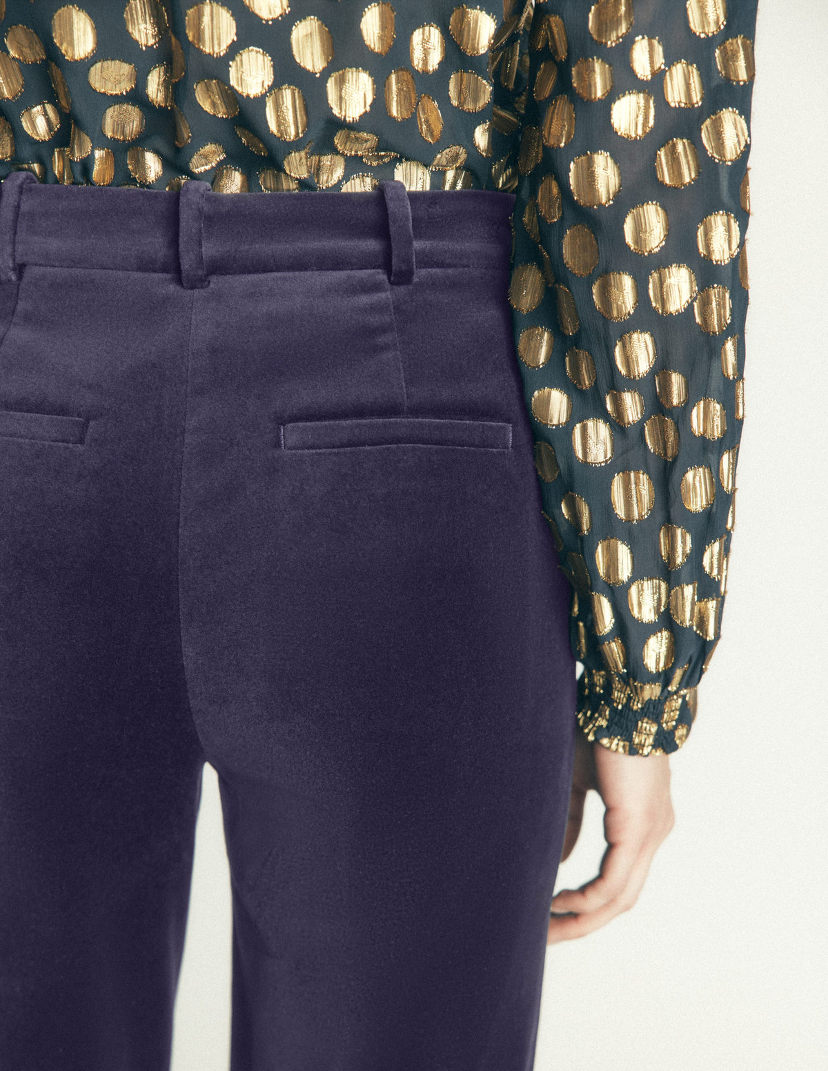 Fitzrovia Velvet Trousers-Navy-4