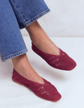 Knitted Ballet Flats-Oxblood