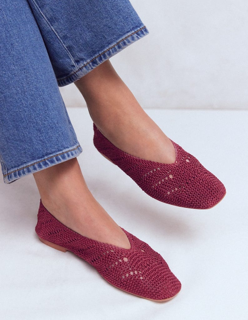 Knitted Ballet Flats-Oxblood-2