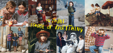 Collage of children in various settings with text 'The Mini School of Everything'.