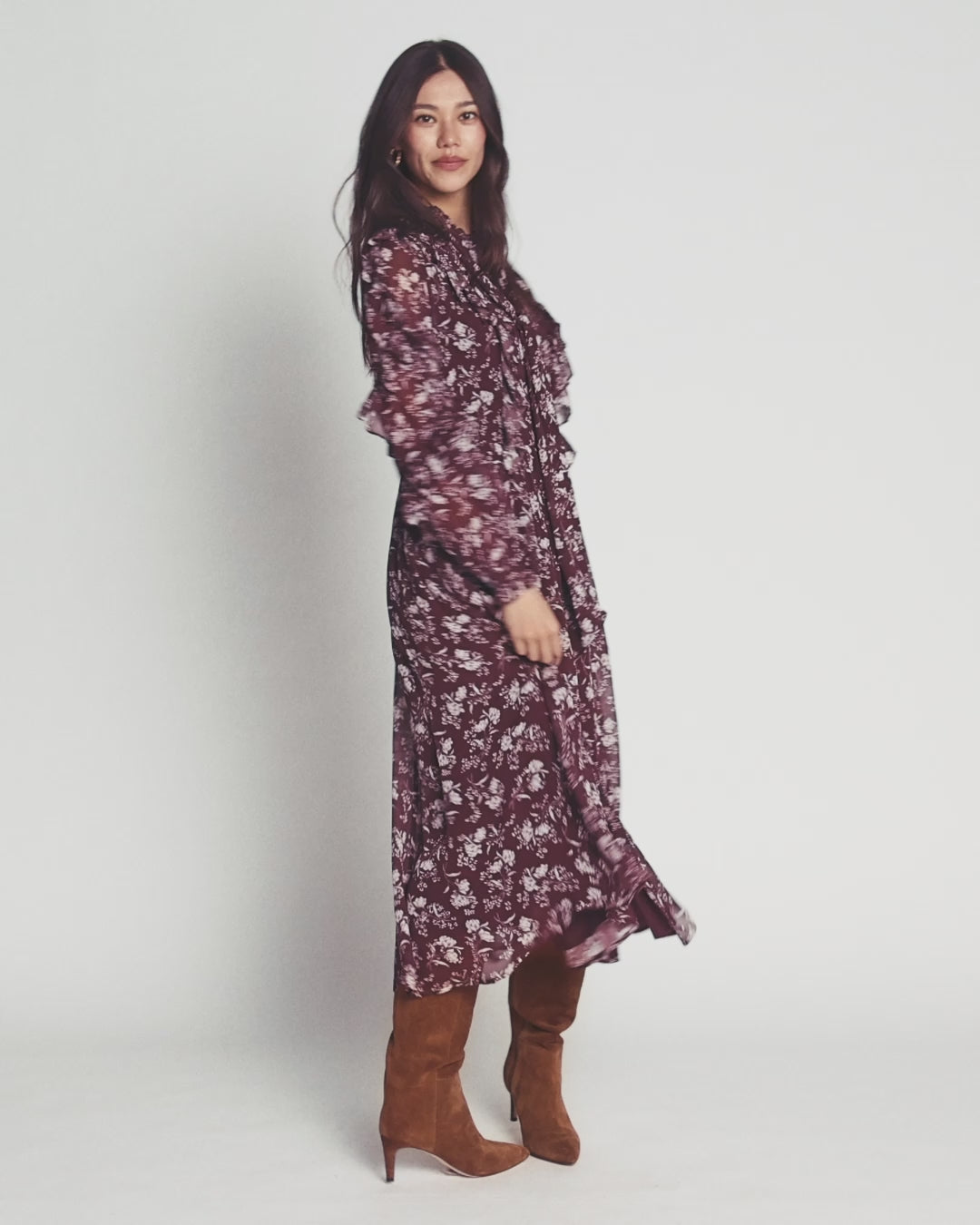 Ruffle Tie Neck Dress
