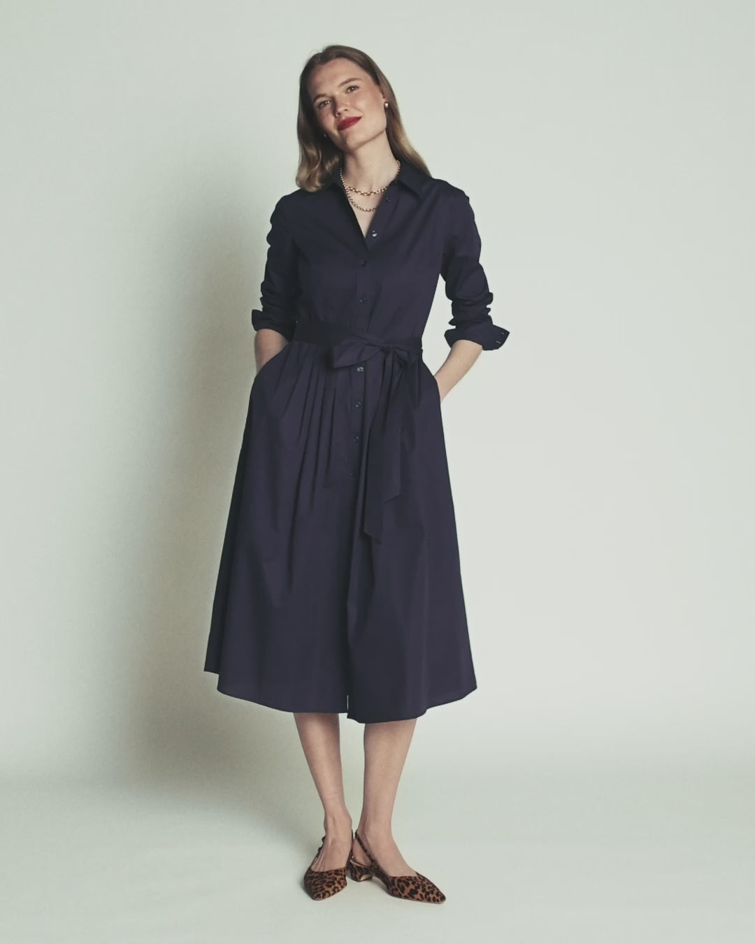 Alexa Cotton Midi Shirt Dress