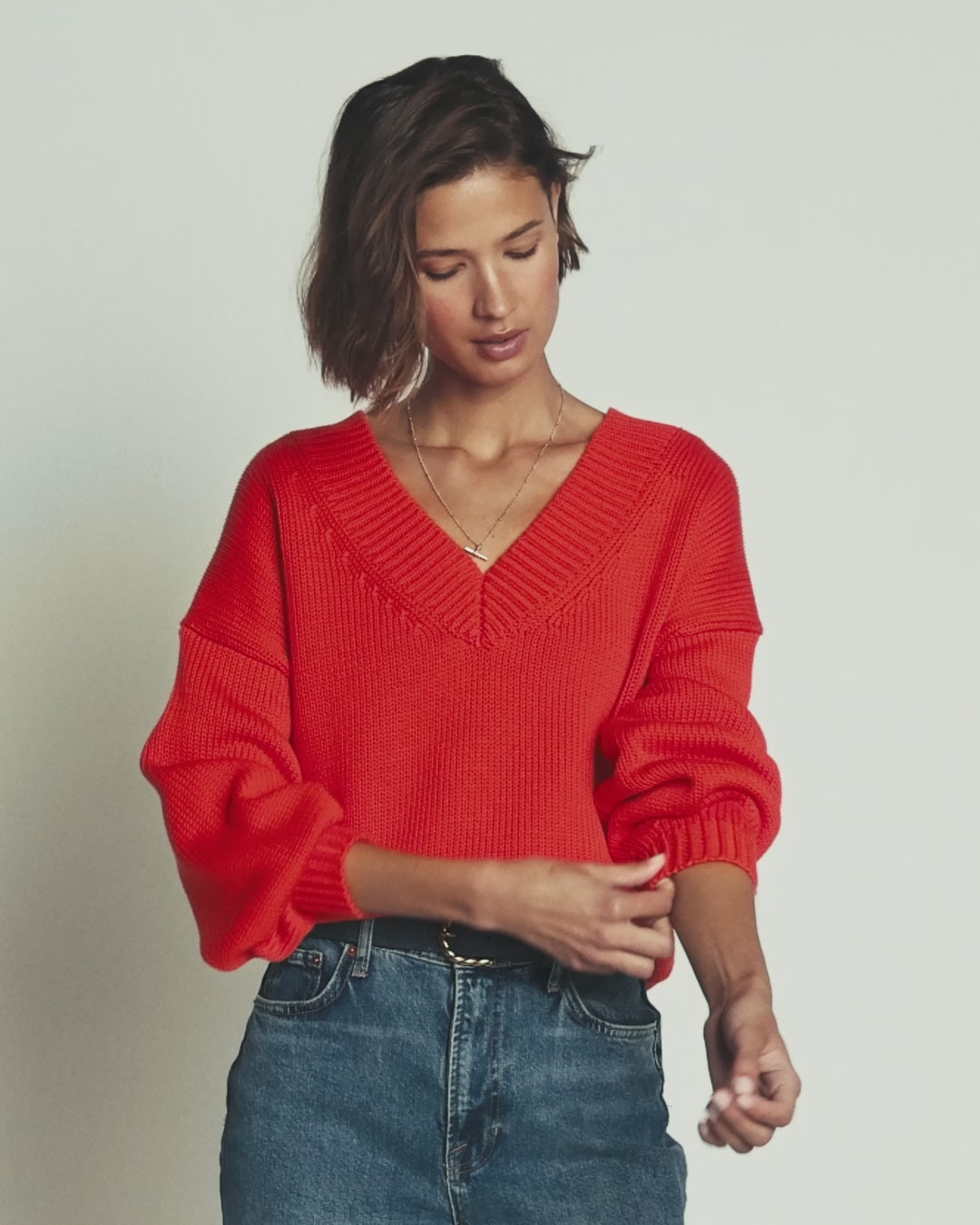 Lucy Cotton V-neck Jumper